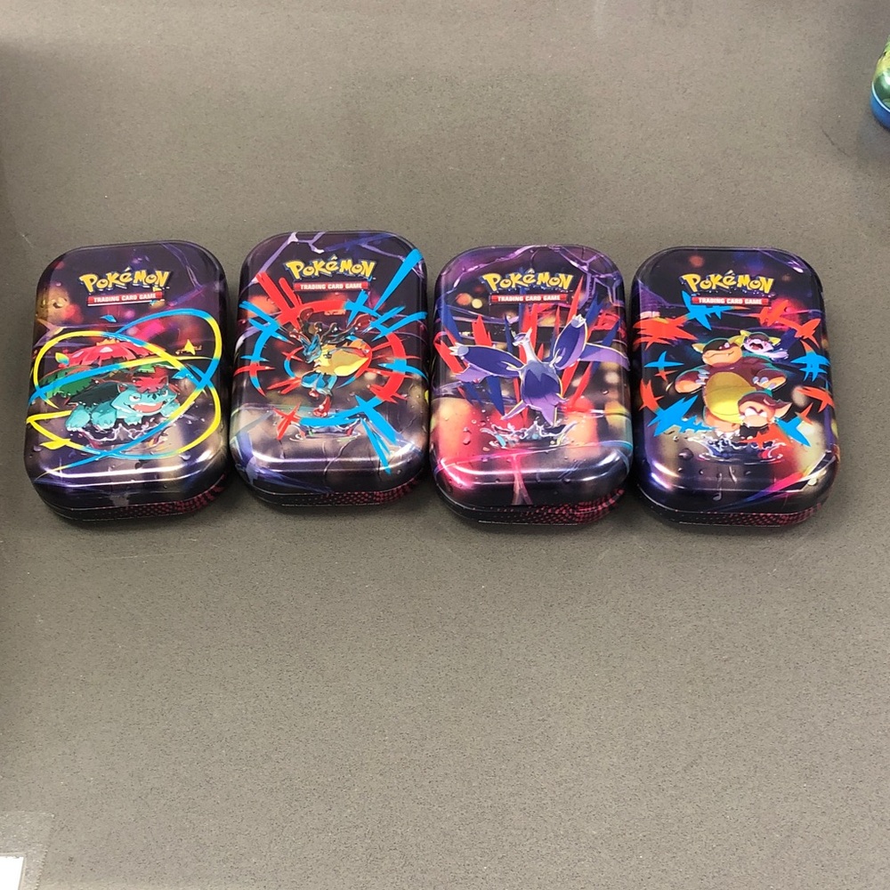 Pokemon Purple Metal Tin Storage Set with Colorful Character Art